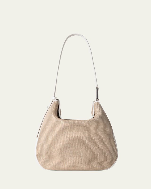 Anna Medium Raffia & Leather Hobo Bag